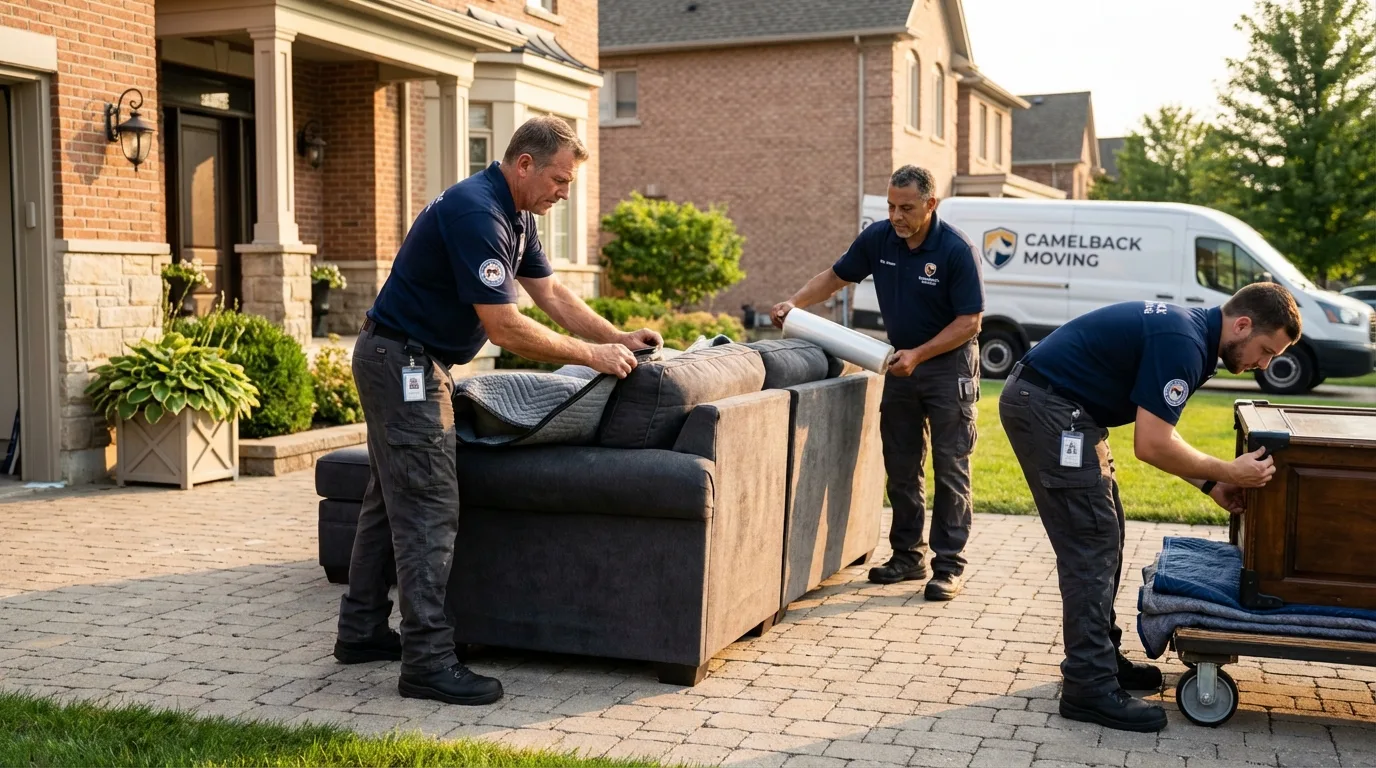 Large estate moving crew wrapping furniture in Ephraim, UT